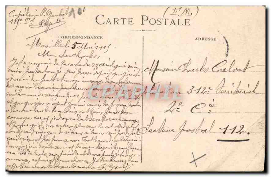 Cartolina d'epoca Marsiglia il Faro di Santa Maria — Verso