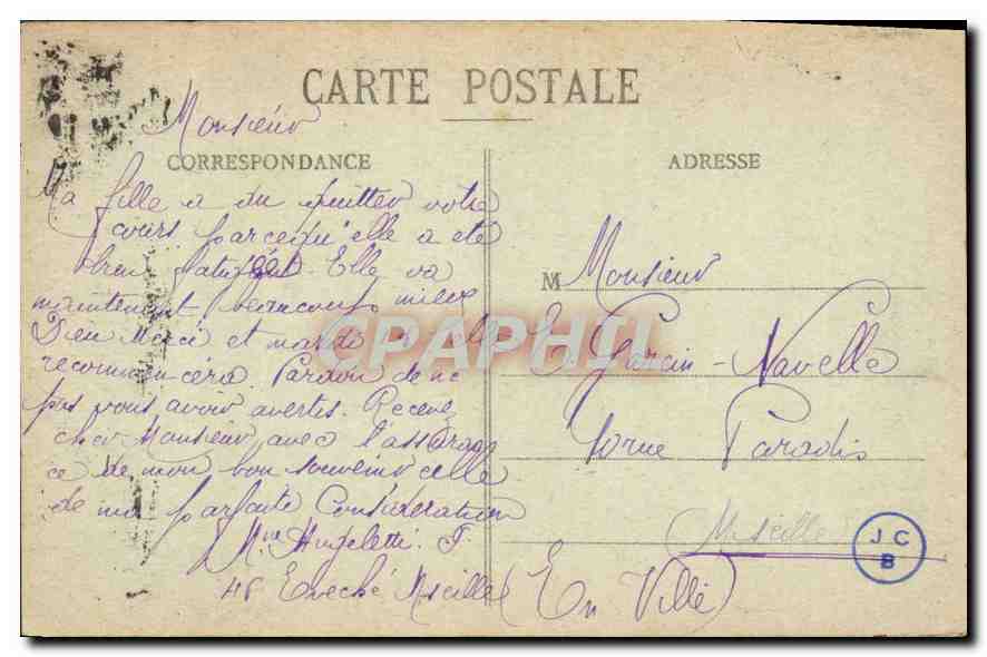 Marseille - Palais de Justice et Statue Berryer - EL. — Rückseite
