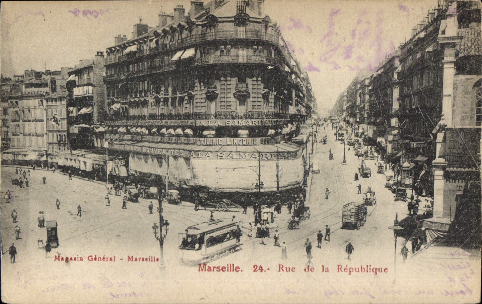 CPA Marseille Rue de la Republique Tramway 