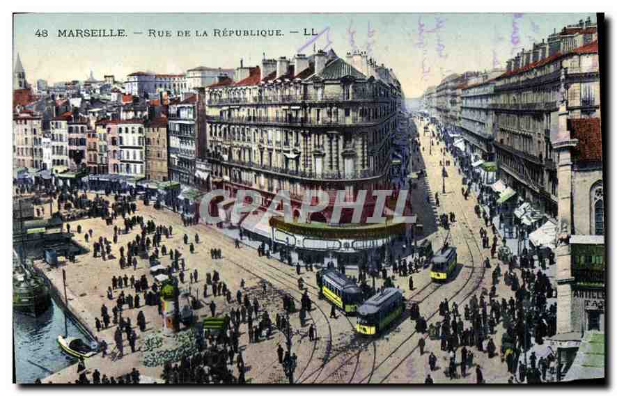 CPA Marseille Rue de la Republique Tramway 