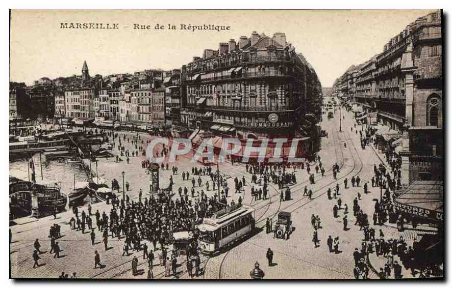 CPA Marseille Rue de la Republique Tramway 