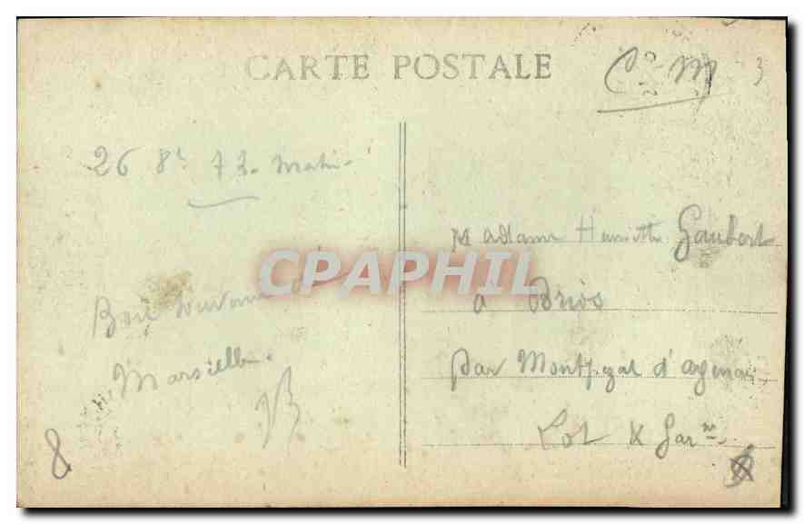 CPA Marseille Rue de la Republique Tramway — Verso