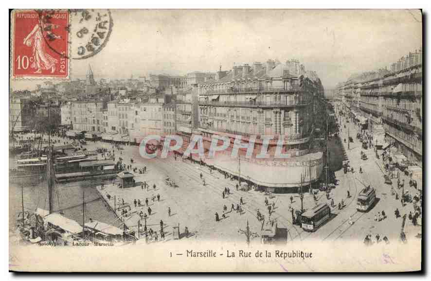 CPA Marseille la Rue de la Republique Tramway