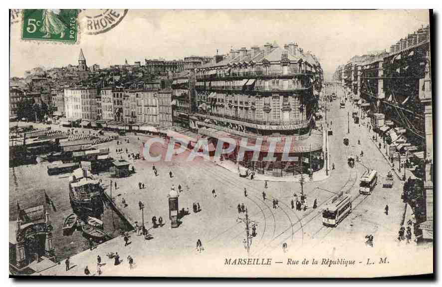 CPA Marseille la Rue de la Republique Tramway