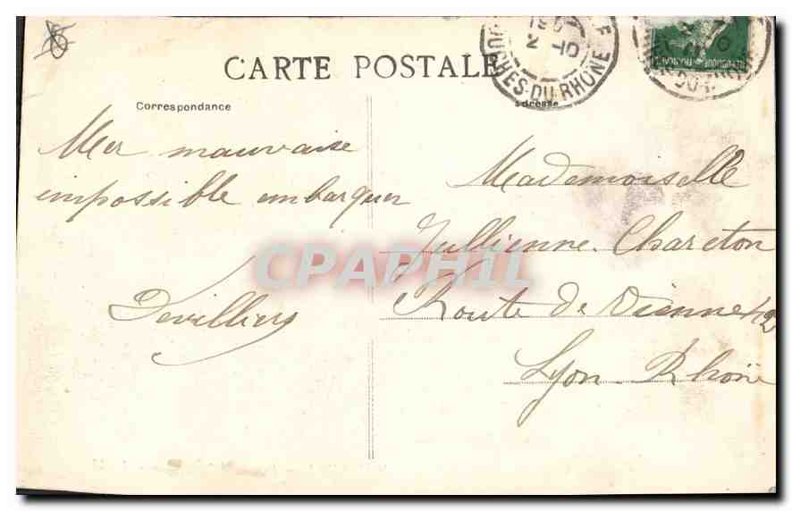 CPA Marseille la Rue de la Republique Tramway — Rückseite