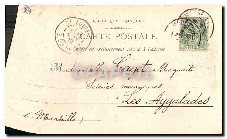 CPA Marseille la Rue de la Republique Tramway — Rückseite
