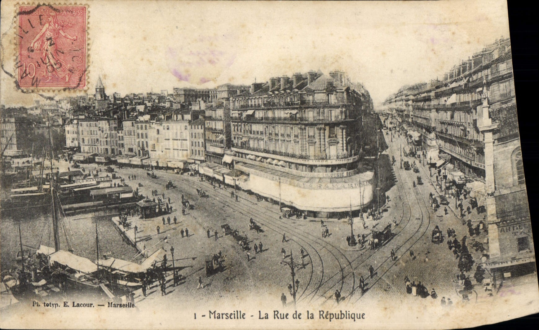 CPA Marseille Rue de la Republique Tramway  
