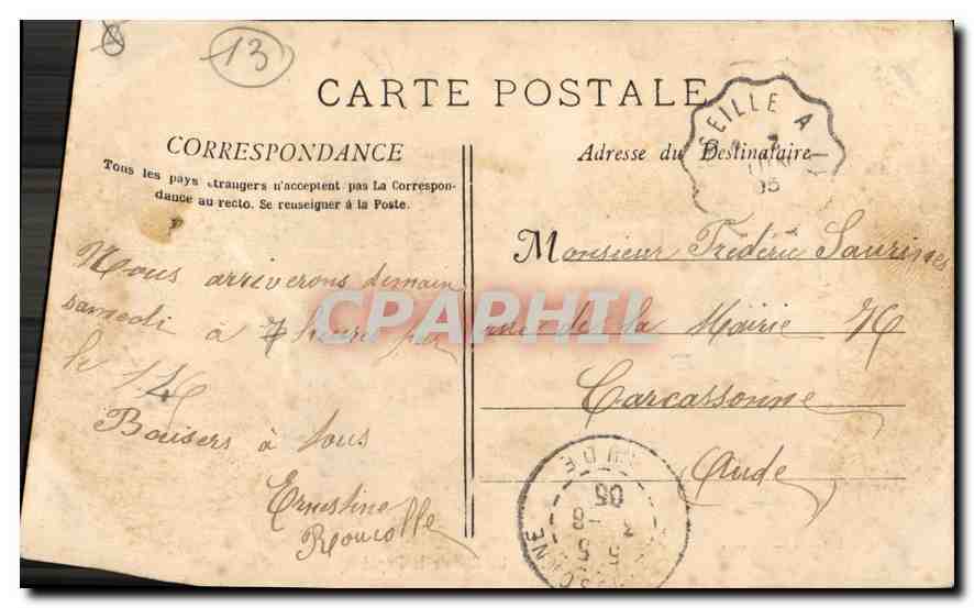 CPA Marseille Rue de la Republique Tramway   — Rückseite