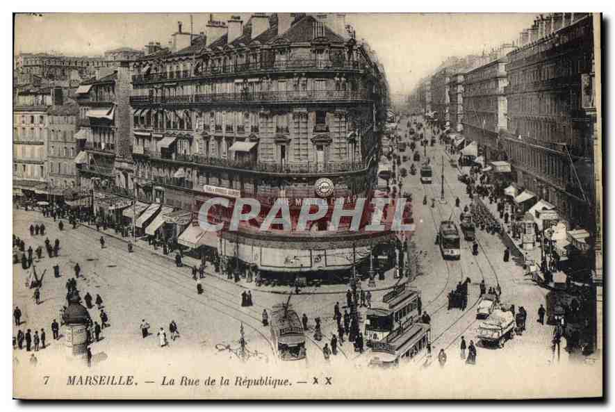 CPA Marseille Rue de la Republique Tramway  