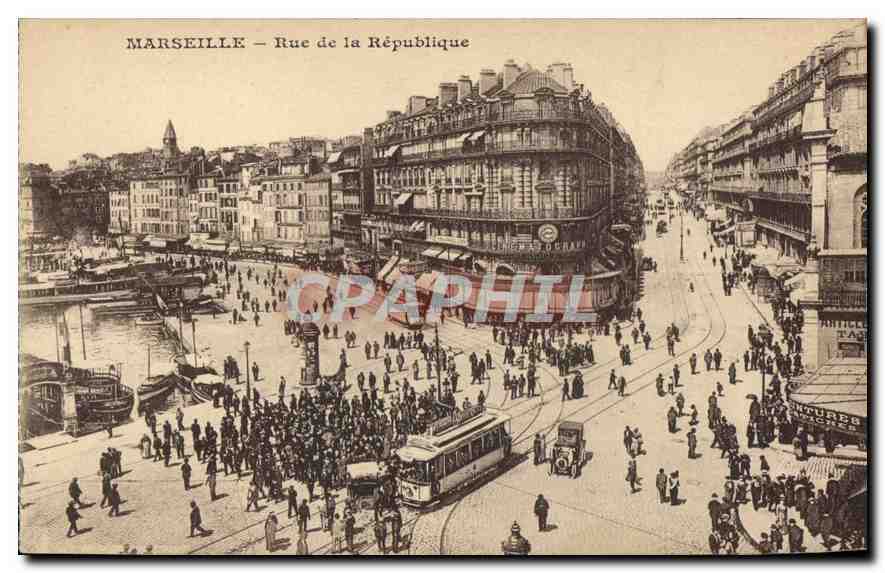 CPA Marseille Rue de la Republique Tramway  