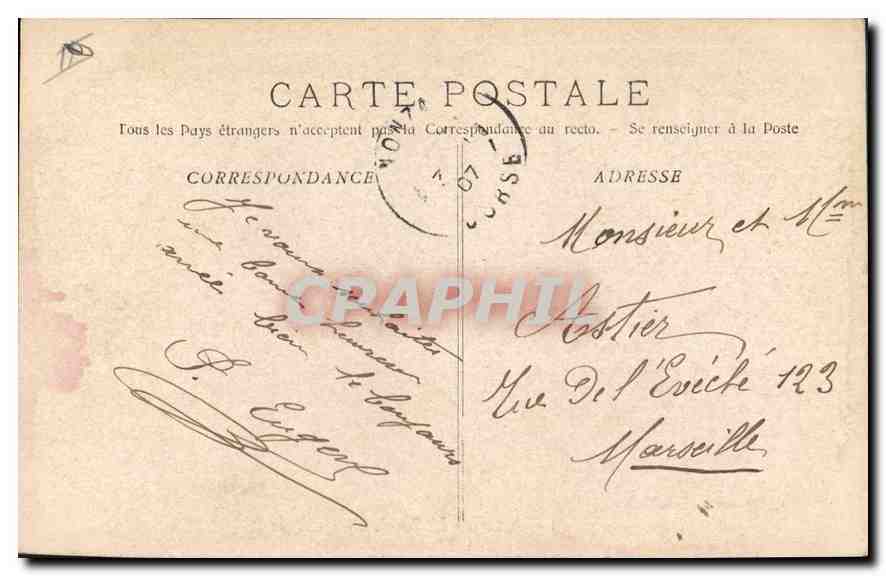 CPA Marseille la Rue de la Republique Tramway   — Verso