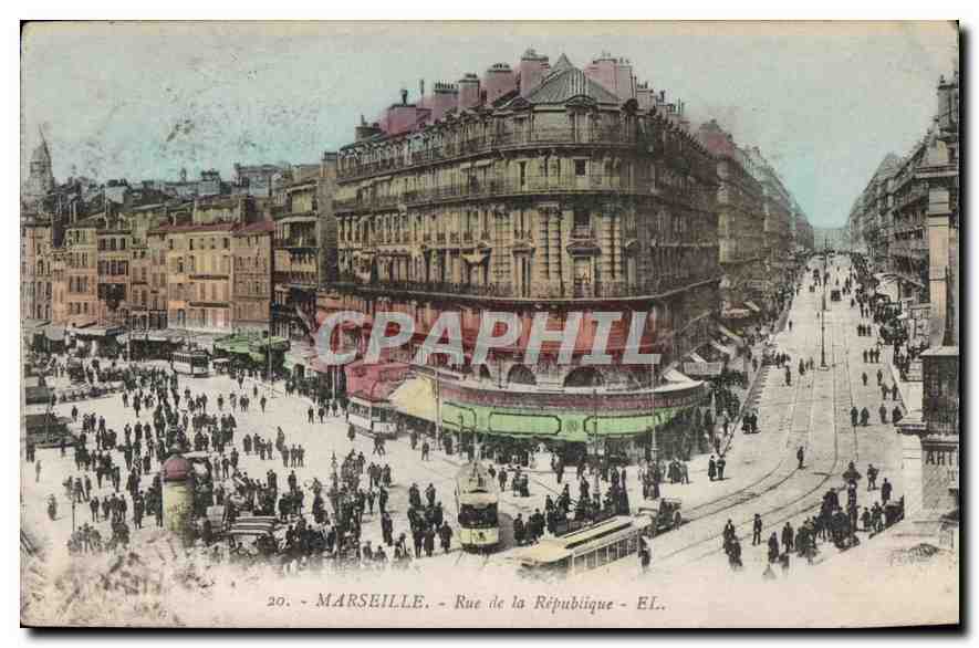 CPA Marseille Rue de la Republique Tramway  