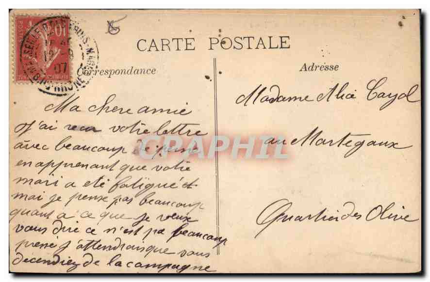 CPA Marseille Rue de la Republique Tramway   — Rückseite