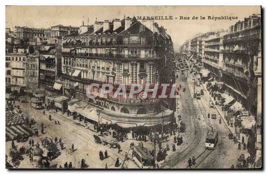 CPA Marseille Rue de la Republique Tramway  