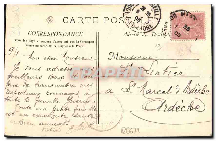 CPA Marseille la Rue de la Republique Tramway   — Rückseite
