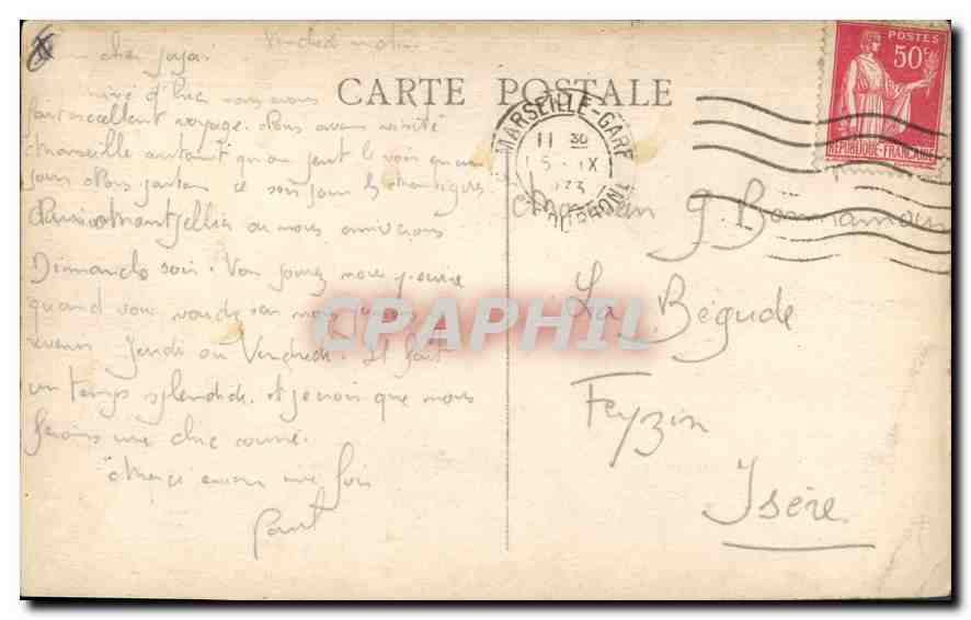 CPA Marseille le Quai du Port et la Rue de la Republique Tramway   — Rückseite