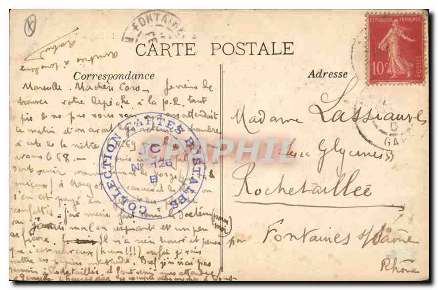 CPA Marseille Rue de la Republique Tramway   — Rückseite