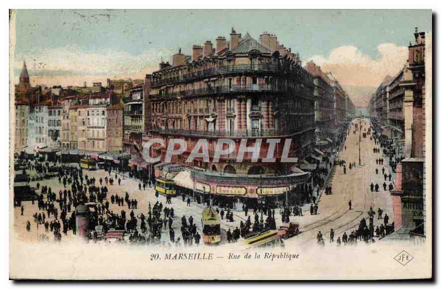 CPA Marseille Rue de la Republique Tramway  