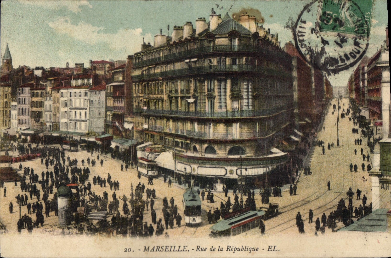 CPA Marseille Rue de la Republique Tramway  