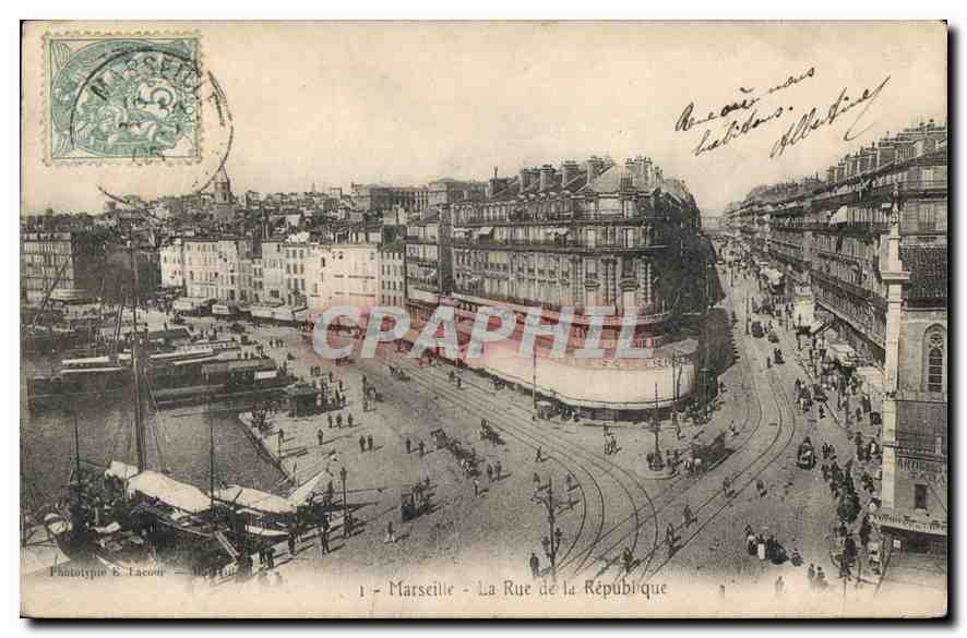 CPA Marseille Rue de la Republique Tramway  