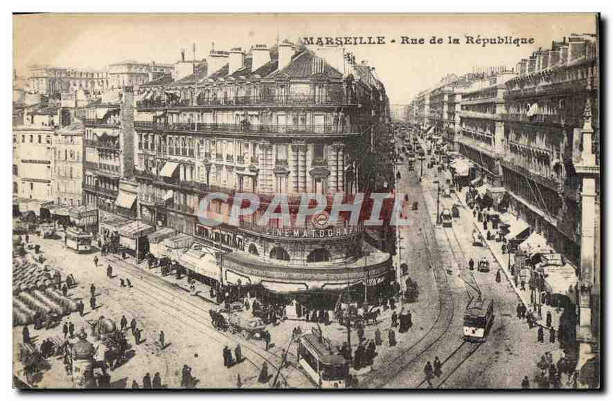 CPA Marseille Rue de la Republique Tramway  