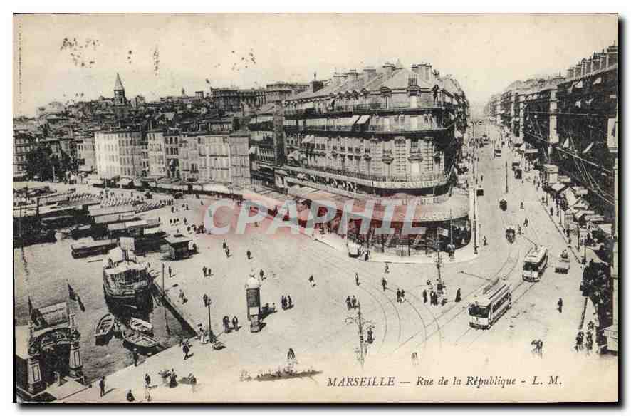 CPA Marseille Rue de la Republique Tramway  
