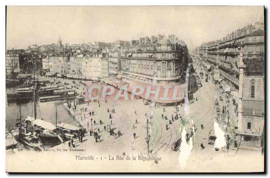 CPA Marseille la Rue de la Republique Tramway  