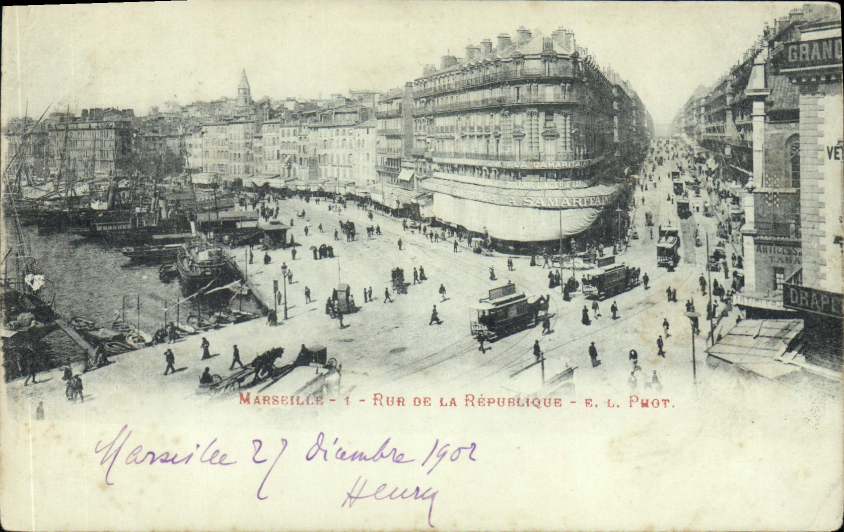 CPA Marseille Rue de la Republique Tramway  