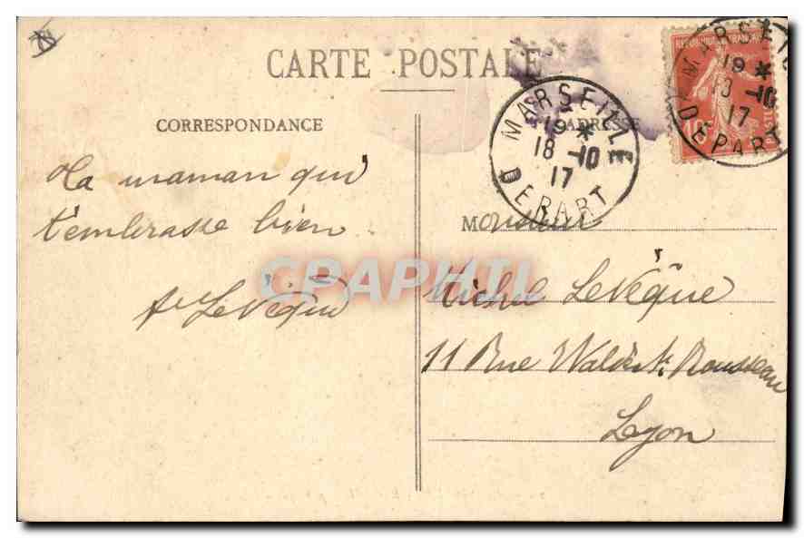 CPA Marseille Rue de la Republique Tramway   — Rückseite