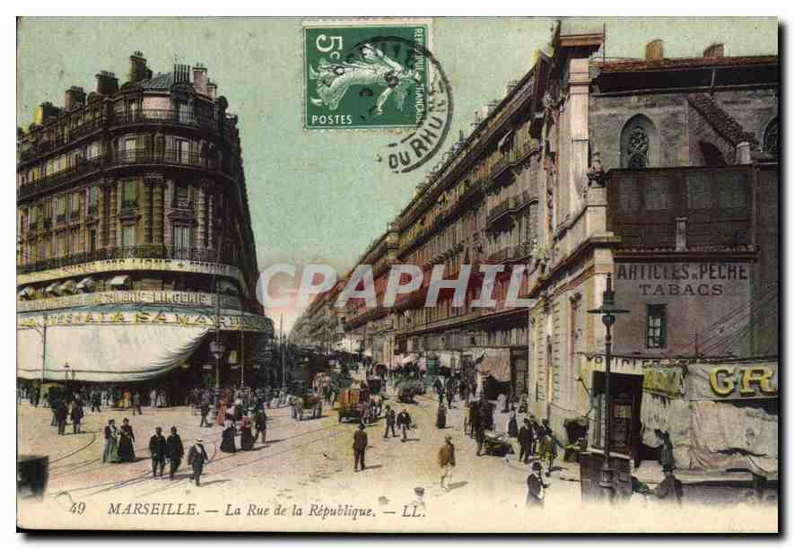 CPA Marseille la Rue de la Republique Tramway  