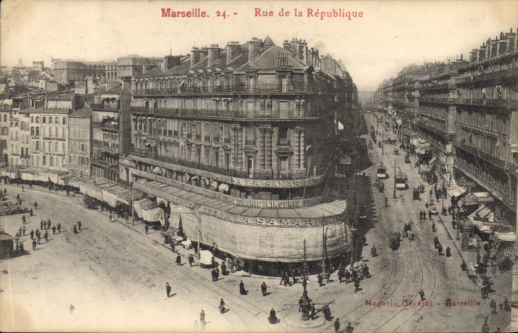 CPA Marseille Rue de la Republique Tramway  