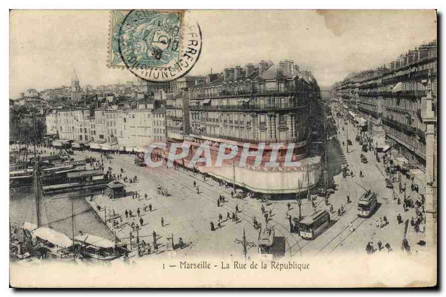 CPA Marseille la Rue de la Republique Tramway  
