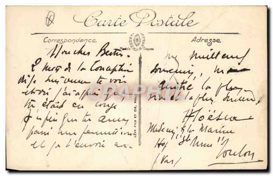 CPA Marseille soleil couchant vers le Pharo  — Verso