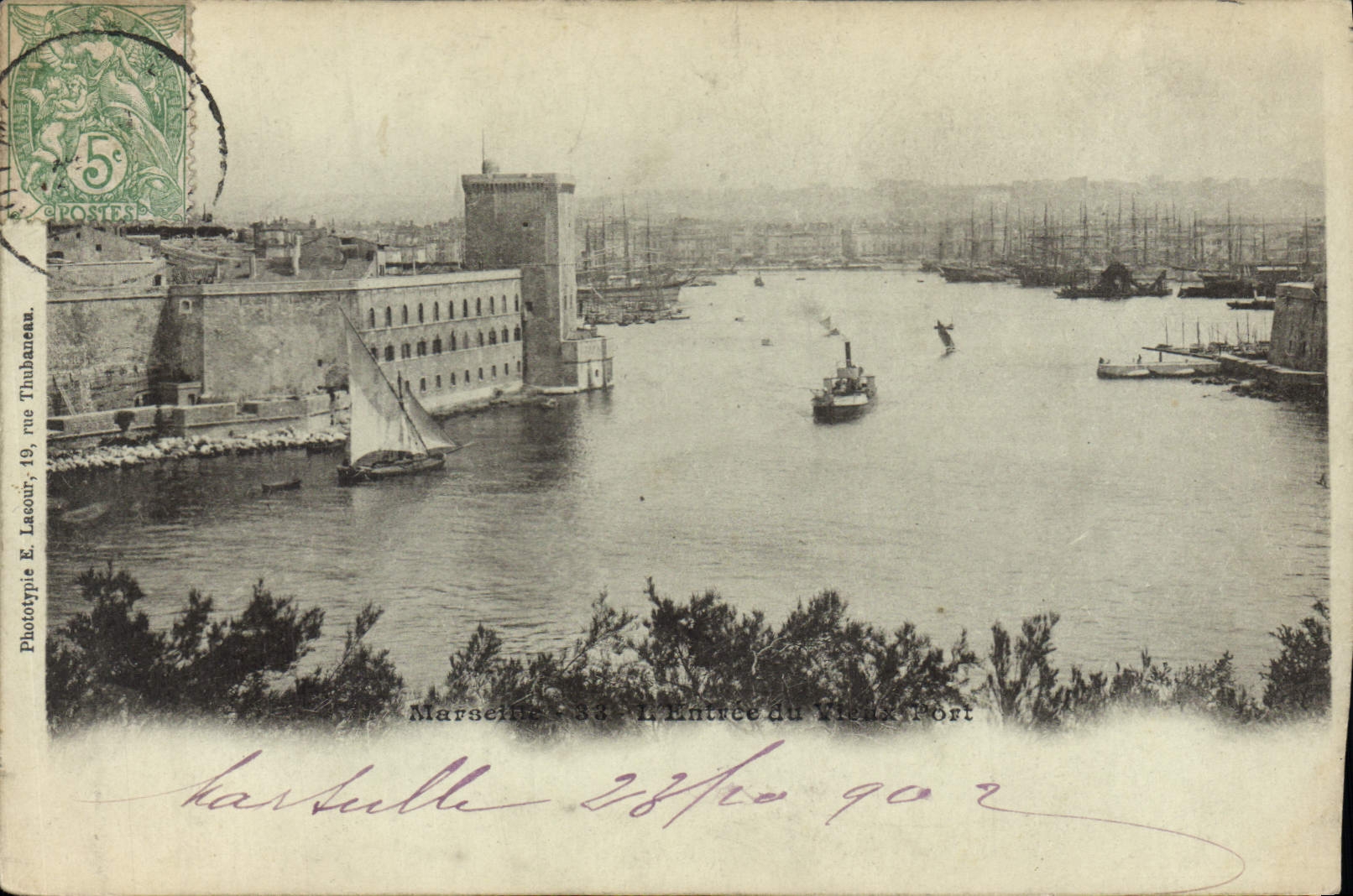 Marseille — Der Eingang zum Vieux Port — Phototypie E. Lacour, 19, rue Thibahaneau, n°33