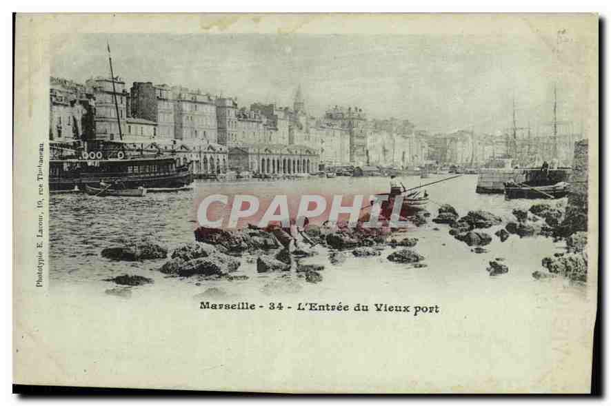 Marsella - 34 - La Entrada del Puerto Viejo — Fototipia E. Lasou, 1er, rue Toulagran