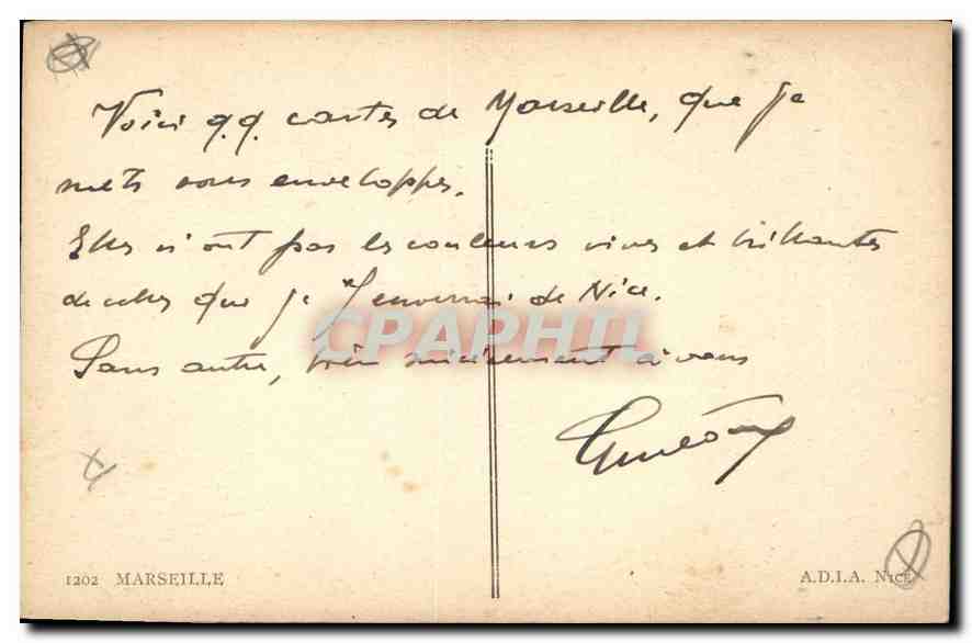 CPA Marseille  — Verso