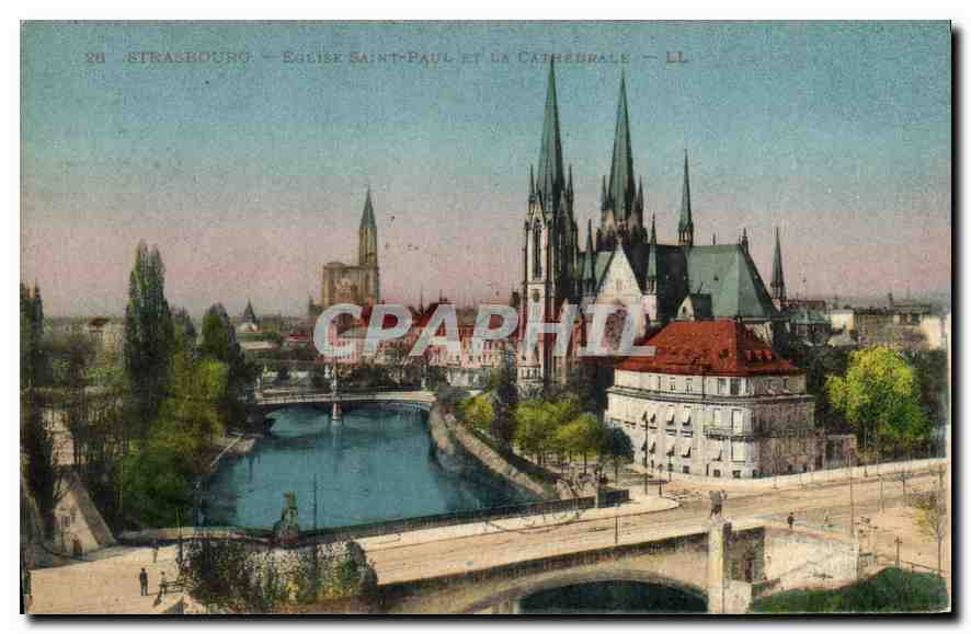 CPA Strasbourg Eglise Saint Paul et la Cathedrale 