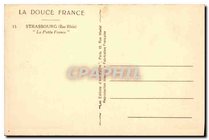 CPA Strasbourg Bas Rhin la Petite France  — Rückseite