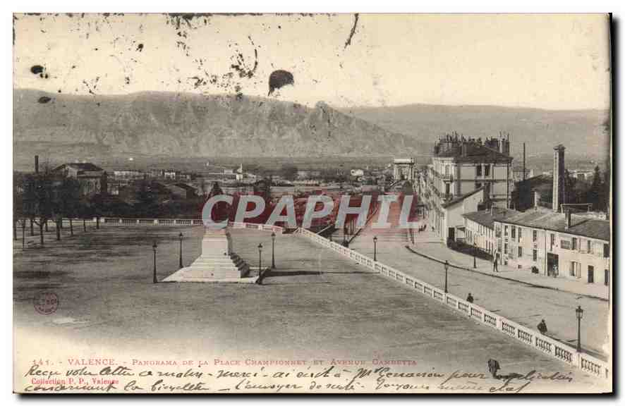Valence - Panorama de la Place Championnet et Avenue Gambetta — Collection P. P. Valence