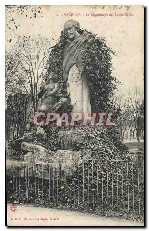 Valence - Le Monument de Louis Gallet — G. E. H., Rue des Alpes, Valence