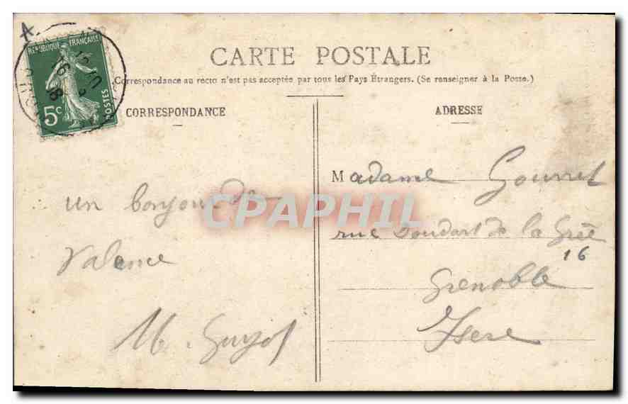 Valence - Le Monument de Louis Gallet — G. E. H., Rue des Alpes, Valence — Verso