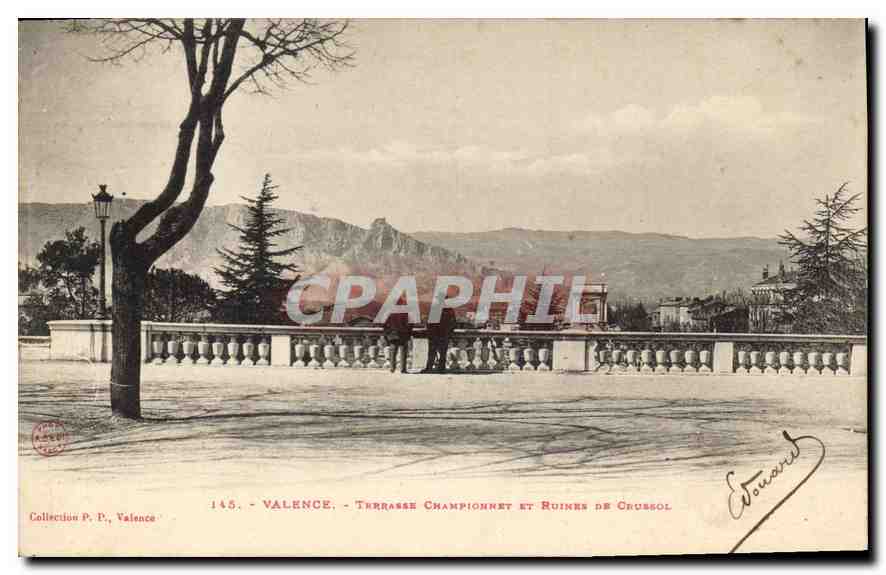CPA Valence Terrasse Championnet et Ruines de Crussol 