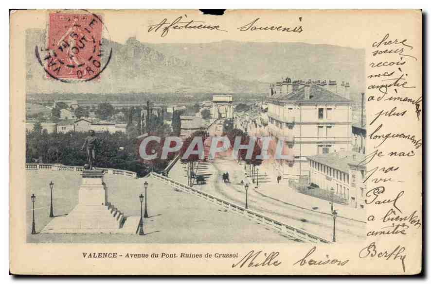 CPA Valence Avenue du Pont Ruines Crussol 