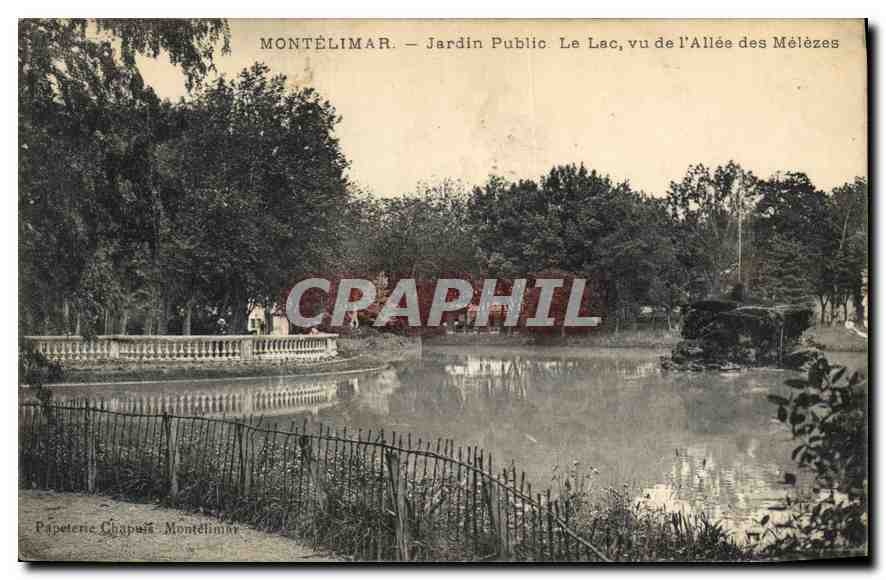 Montélimar — Jardin Public. Le Lac, vu de l'Allée des Mélèzes — Papeterie Chapuis Montélimar