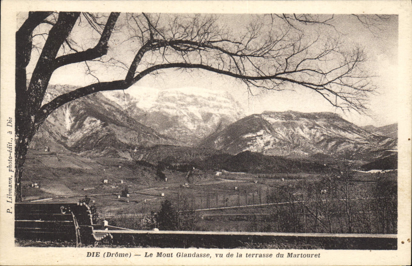 DIE (Drôme) — Le Mont Glandasse, vu de la terrasse du Martouret — P. Libmann, photo-édit., à Die