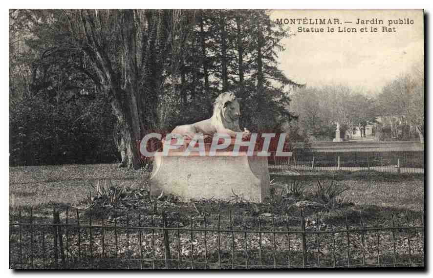 Montélimar — Jardin public — Statue le Lion et le Rat