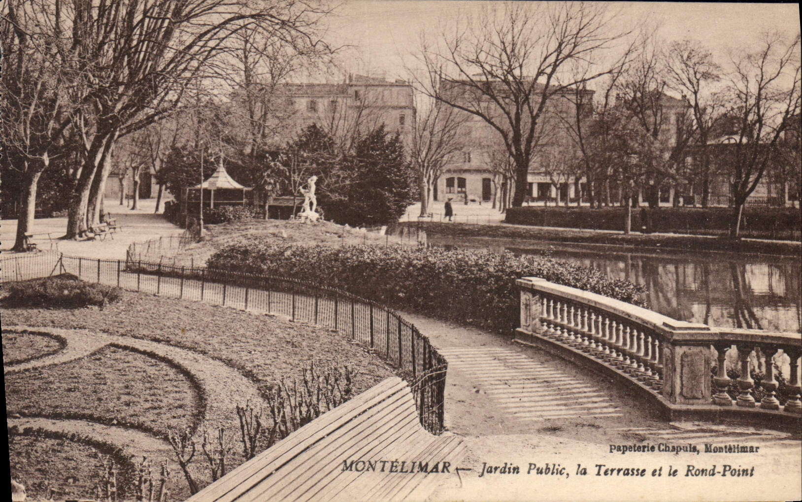 Montélimar — Jardin Public, la Terrasse et le Rond-Point — Papeterie Chapulis