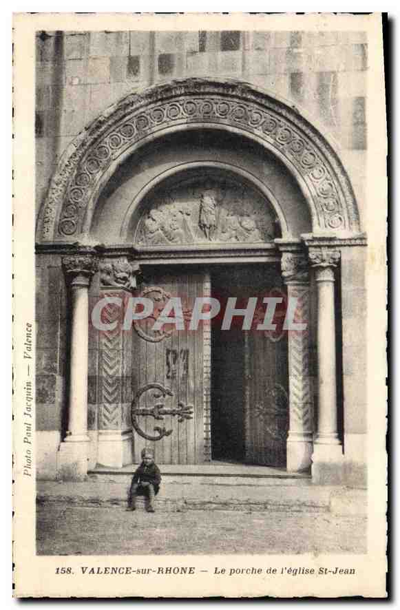 CPA Valence sur Rhone le porche de l'eglise St Jean 