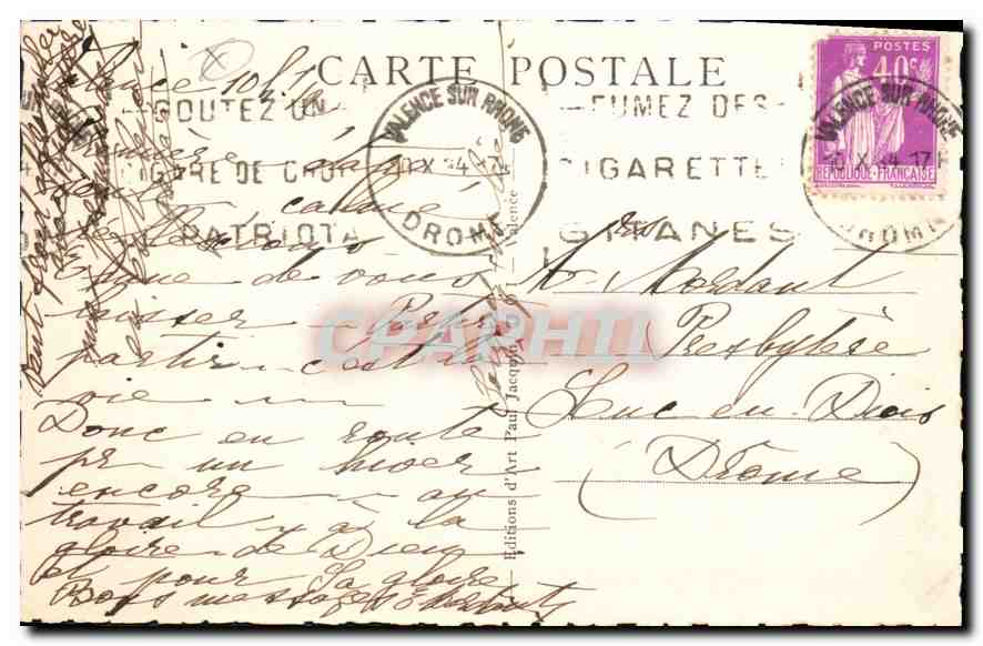 CPA Valence sur Rhone le porche de l'eglise St Jean  — Back