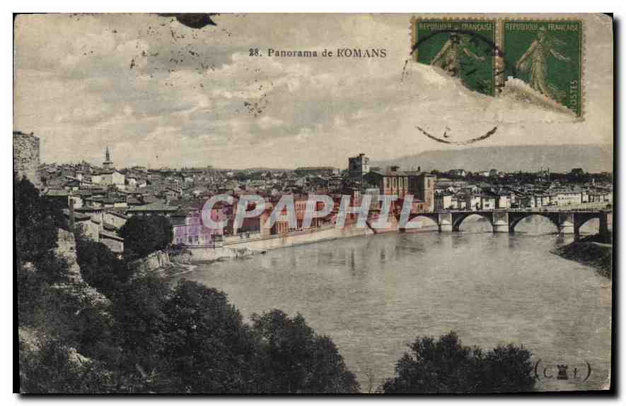 Panorama de ROMANS — vue du pont sur la rivière — éditeur inconnu, n° 28